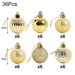 Darphe 36 Shatterproof Gold Pieces Xmas Ball Ornament Christmas Tree Deluxe Bauble Set - thumbnail 8