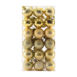 Darphe 36 Shatterproof Gold Pieces Xmas Ball Ornament Christmas Tree Deluxe Bauble Set - thumbnail 4