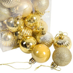 Darphe 36 Shatterproof Gold Pieces Xmas Ball Ornament Christmas Tree Deluxe Bauble Set - thumbnail 5