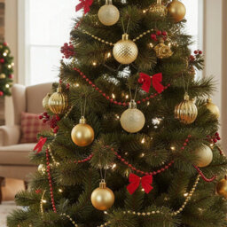 Darphe 36 Shatterproof Gold Pieces Xmas Ball Ornament Christmas Tree Deluxe Bauble Set - thumbnail 3
