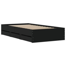 Berkfield Bed Frame With Drawers Without Mattress Black 75X190 Cm Small Single - thumbnail 8