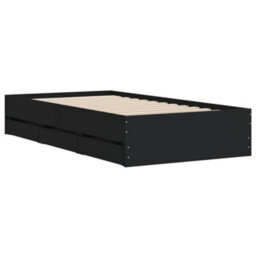 Berkfield Bed Frame With Drawers Without Mattress Black 75X190 Cm Small Single - thumbnail 4