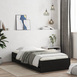 Berkfield Bed Frame With Drawers Without Mattress Black 75X190 Cm Small Single - thumbnail 1