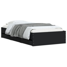 Berkfield Bed Frame With Drawers Without Mattress Black 75X190 Cm Small Single - thumbnail 3