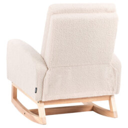 Wyld And Coco Cosynest Kids Highback Rocking Chair - Light Beige Boucle, Rubberwood Rockers, Wood Armrests (W54 X D70 X H71Cm) - thumbnail 6