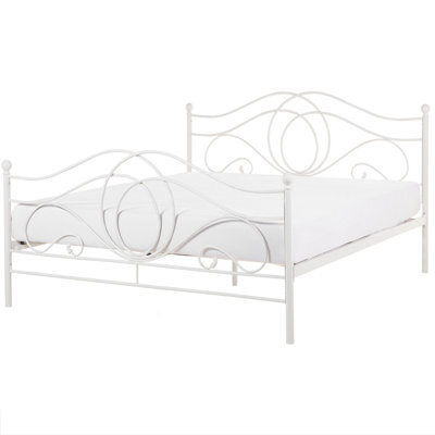 Beliani Bed Metal Lyra 160 X 200 Cm (Eu King Size) White - image 1