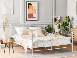Beliani Bed Metal Lyra 160 X 200 Cm (Eu King Size) White - thumbnail 2
