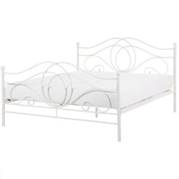 Beliani Bed Metal Lyra 160 X 200 Cm (Eu King Size) White - thumbnail 1
