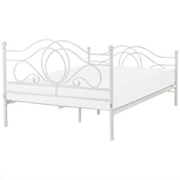 Beliani Bed Metal Lyra 160 X 200 Cm (Eu King Size) White - thumbnail 6