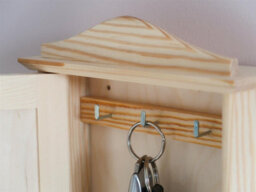 Woodeedoo Wooden Key Box Cabinet With 6 Hooks Wall Mounted Indoor Key Holder Rack For Hallway Kitchen Home Storage 20X6X29.5Cm - thumbnail 3