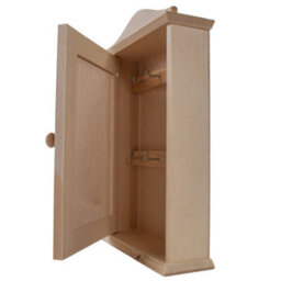 Woodeedoo Wooden Key Box Cabinet With 6 Hooks Wall Mounted Indoor Key Holder Rack For Hallway Kitchen Home Storage 20X6X29.5Cm - thumbnail 4