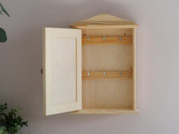 Woodeedoo Wooden Key Box Cabinet With 6 Hooks Wall Mounted Indoor Key Holder Rack For Hallway Kitchen Home Storage 20X6X29.5Cm - thumbnail 8