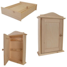 Woodeedoo Wooden Key Box Cabinet With 6 Hooks Wall Mounted Indoor Key Holder Rack For Hallway Kitchen Home Storage 20X6X29.5Cm - thumbnail 9