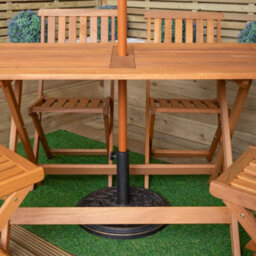 Samuel Alexander Outdoor 4 Person Folding Rectangular Wooden Garden Dining Table Chairs Grey Parasol And Base Set - thumbnail 3