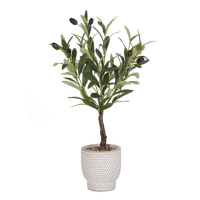 Green 53Cm Olive Artificial Plant In Grey Ceramic Pot - image 1