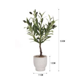 Green 53Cm Olive Artificial Plant In Grey Ceramic Pot - thumbnail 6