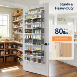 Amorly Grey Over The Door Hanging Organiser,5 Tier 10 Compartments, 80Lbs Heavy Duty Storage With Clear Window For Closet,pantry&bathroom - thumbnail 8