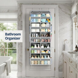 Amorly Grey Over The Door Hanging Organiser,5 Tier 10 Compartments, 80Lbs Heavy Duty Storage With Clear Window For Closet,pantry&bathroom - thumbnail 9