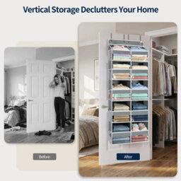 Amorly Grey Over The Door Hanging Organiser,5 Tier 10 Compartments, 80Lbs Heavy Duty Storage With Clear Window For Closet,pantry&bathroom - thumbnail 5