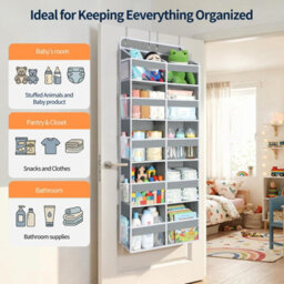 Amorly Grey Over The Door Hanging Organiser,5 Tier 10 Compartments, 80Lbs Heavy Duty Storage With Clear Window For Closet,pantry&bathroom - thumbnail 6