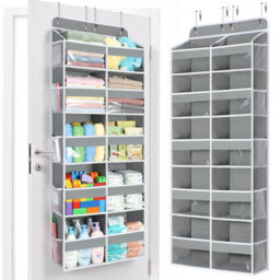 Amorly Grey Over The Door Hanging Organiser,5 Tier 10 Compartments, 80Lbs Heavy Duty Storage With Clear Window For Closet,pantry&bathroom - thumbnail 1