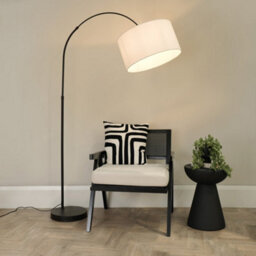 Valuelights Louis Black Metal Arched Stem Curved Floor Lamp Base - thumbnail 1