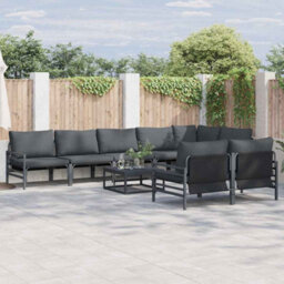 Berkfield Stylish Garden Sofa Set 9 Pcs Anthracite Steel - thumbnail 2