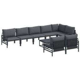 Berkfield Stylish Garden Sofa Set 9 Pcs Anthracite Steel - thumbnail 1