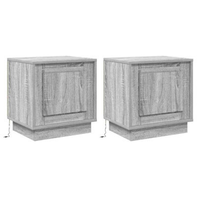 Berkfield Modern Bedside Cabinets With Led Lights 2 Pcs Grey Sonoma 44X34,5X45 Cm - image 1
