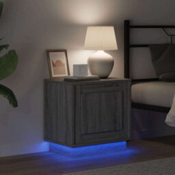Berkfield Modern Bedside Cabinets With Led Lights 2 Pcs Grey Sonoma 44X34,5X45 Cm - thumbnail 5
