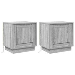 Berkfield Modern Bedside Cabinets With Led Lights 2 Pcs Grey Sonoma 44X34,5X45 Cm - thumbnail 1
