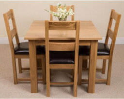 That's Furniture Oslo 90 X 90 Cm Oak Small Dining Table And 4 Chairs Dining Set With Lincoln Oak Chairs - thumbnail 2