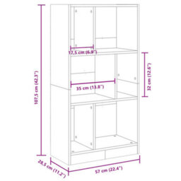 Walplus Bookcase Brown Oak 57X28.5X107.5 Cm Engineered Wood - thumbnail 9