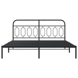 Berkfield Metal Bed Frame Without Mattress With Headboard Black 193X203Cm - thumbnail 4