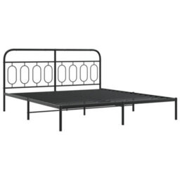 Berkfield Metal Bed Frame Without Mattress With Headboard Black 193X203Cm - thumbnail 3