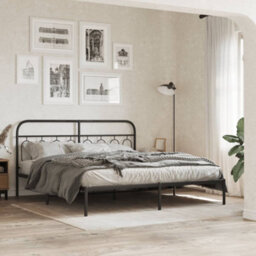 Berkfield Metal Bed Frame Without Mattress With Headboard Black 193X203Cm - thumbnail 1