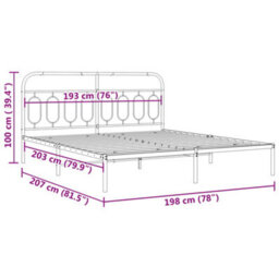 Berkfield Metal Bed Frame Without Mattress With Headboard Black 193X203Cm - thumbnail 8