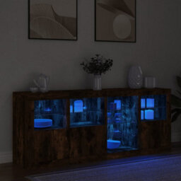 Berkfield Sideboard With Led Lights Smoked Oak 164X37X67 Cm - thumbnail 4