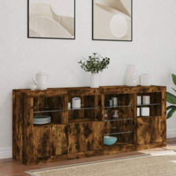 Berkfield Sideboard With Led Lights Smoked Oak 164X37X67 Cm - thumbnail 3