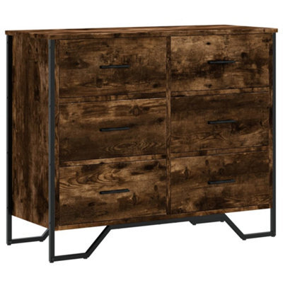 Berkfield Versatile Chest Of Drawers Smoked Oak 91X35.5X74.5 Cm Engineered Wood