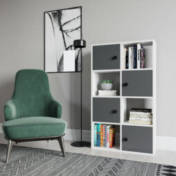 Decorotika Tasso 4-Tier And 4 Cabinets Bookcase White & Anthracite - thumbnail 2