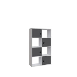 Decorotika Tasso 4-Tier And 4 Cabinets Bookcase White & Anthracite - thumbnail 3