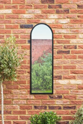 "Mirroroutlet - The Arcus - Black Metal Framed Arched Garden Wall Mirror 47"" X 16"" (120 X 40 Cm)" - thumbnail 2