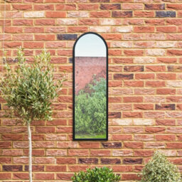 "Mirroroutlet - The Arcus - Black Metal Framed Arched Garden Wall Mirror 47"" X 16"" (120 X 40 Cm)" - thumbnail 1