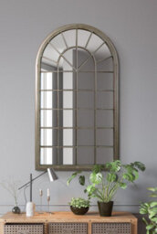 Mirroroutlet The Somerley Country Rustic Framed Arched Leaner Metal Wall Mirror 129Cm X 76Cm - thumbnail 3
