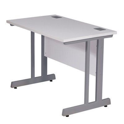 RB UK Nautilus Designs Computer Desk Beech Top Silver Frame Workstation With Cable Management For Home Office, Gaming (W)1400M