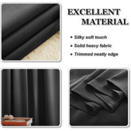 Ameha Dark Grey Blackout Pencil Pleat Curtains Ready Made Thermal Insulated Heavy Thick Curtain 66''x90'' Bedroom Living Room Uk - thumbnail 8