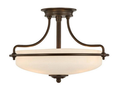 Luminosa Lighting Elstead Griffin 3 Light Semi Flush Ceiling Light Palladian Bronze, E27 - image 1