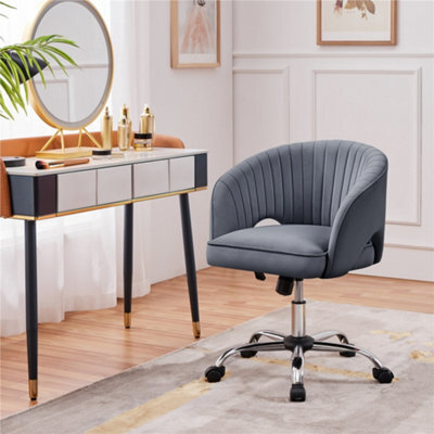 Yaheetech Accent Armchair With Tufted Barrel - Dark Grey / Velvet - image 1