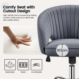 Yaheetech Accent Armchair With Tufted Barrel - Dark Grey / Velvet - thumbnail 6